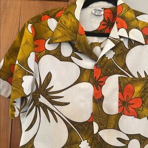 Retro Vintage 😎 floral 50a60s Hawaiian poly Shirt - Multicolor beach wear